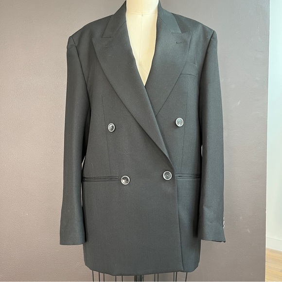 ACNE STUDIOS Signature Double Breasted Oversized Blazer Black